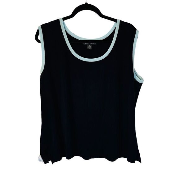 Marie St. Monet Sleeveless Top Black with Aqua Trim Sz 2X - Picture 1 of 6